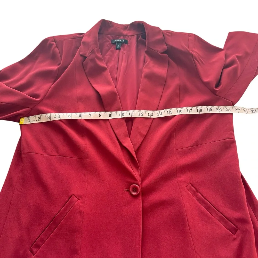 Torrid Studio Crepe Longline Blazer Single Button Breasted Long Jester Red 1X - Picture 12 of 15